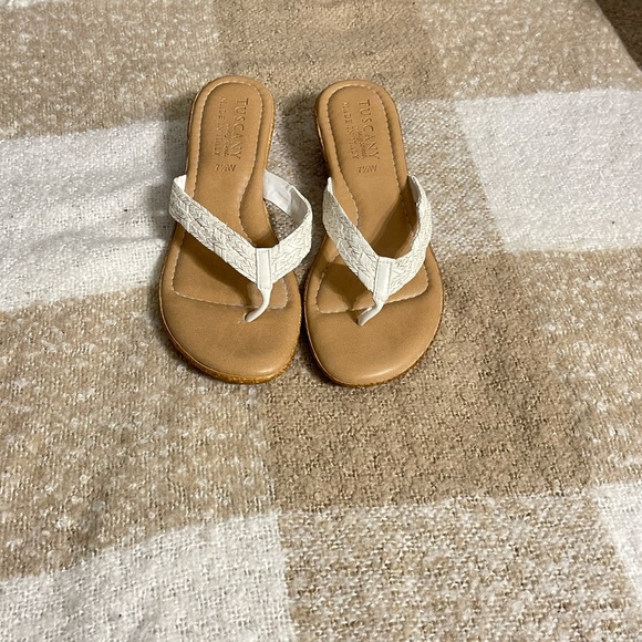 Tuscany By Easy Street White & brown wedge sandals - Picture 2 of 7